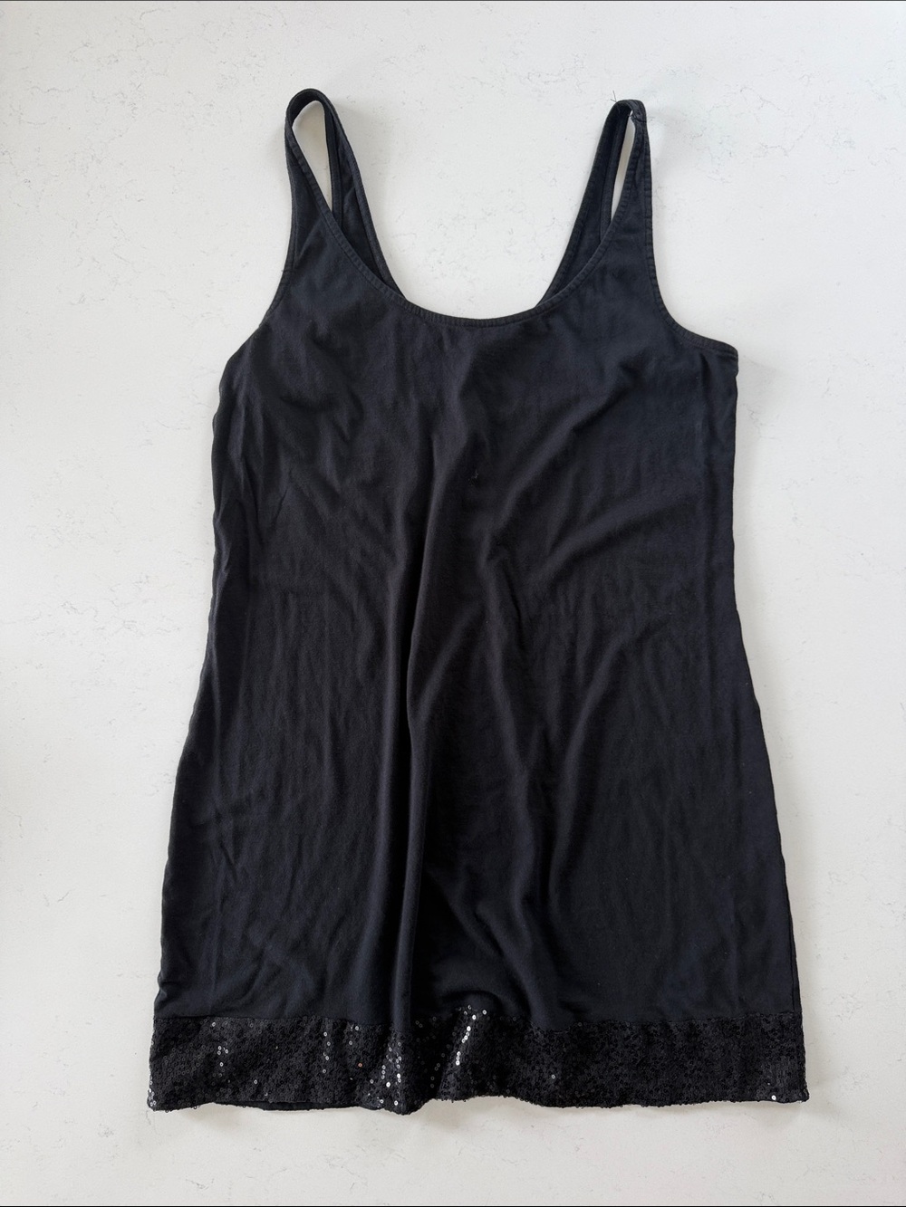Express Black Sequin Trim Tank Dress